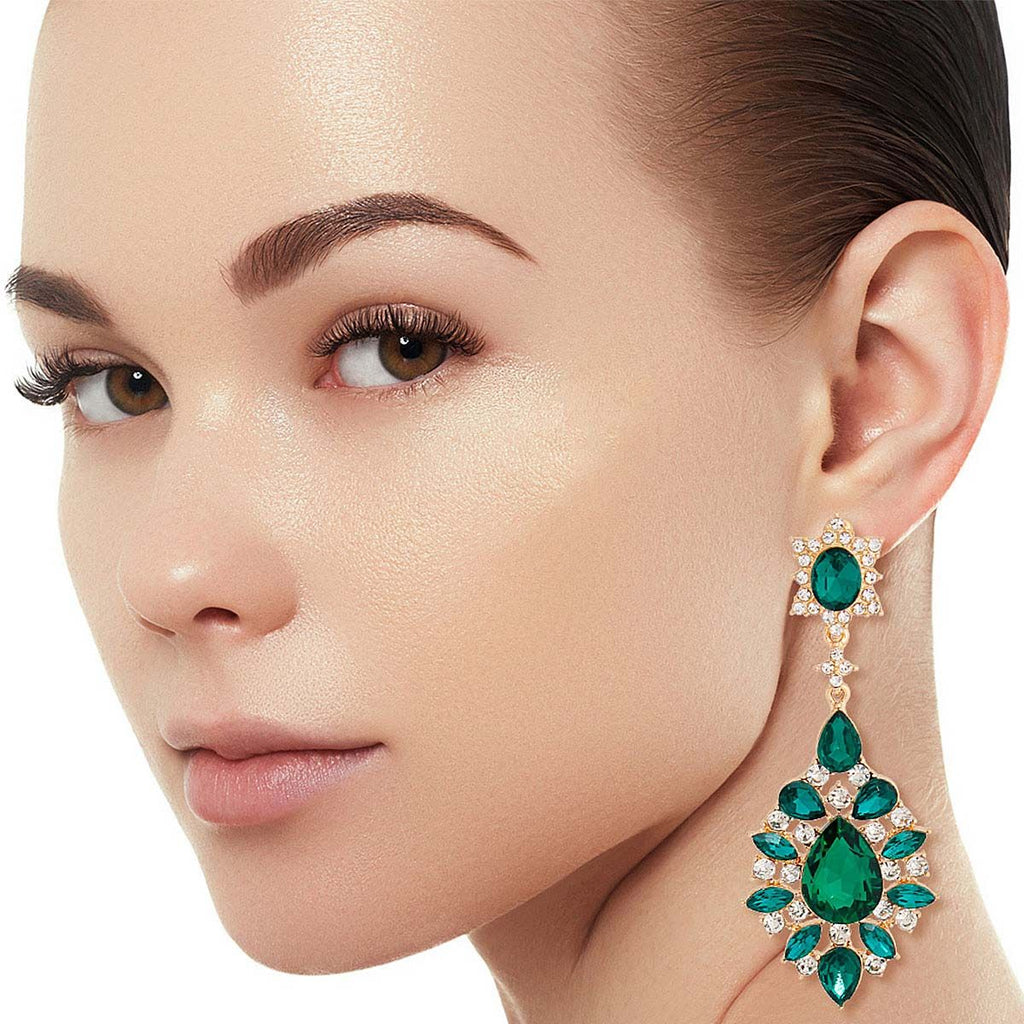 Teardrop Earrings Green Stylish Statement Jewelry