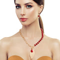 Bead Toggle Necklace Burgundy Stylish Statement Jewelry