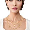 Layered Gold Chain Gauge Necklace Women Stylish Statement Jewelry