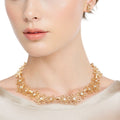 Chain Necklace Set with Flower Link Detail, Gold, Stylish Women's Jewelry