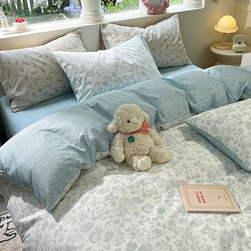 DecorBites™ Pink Flowers Duvet Cover Set for Girls and Boys