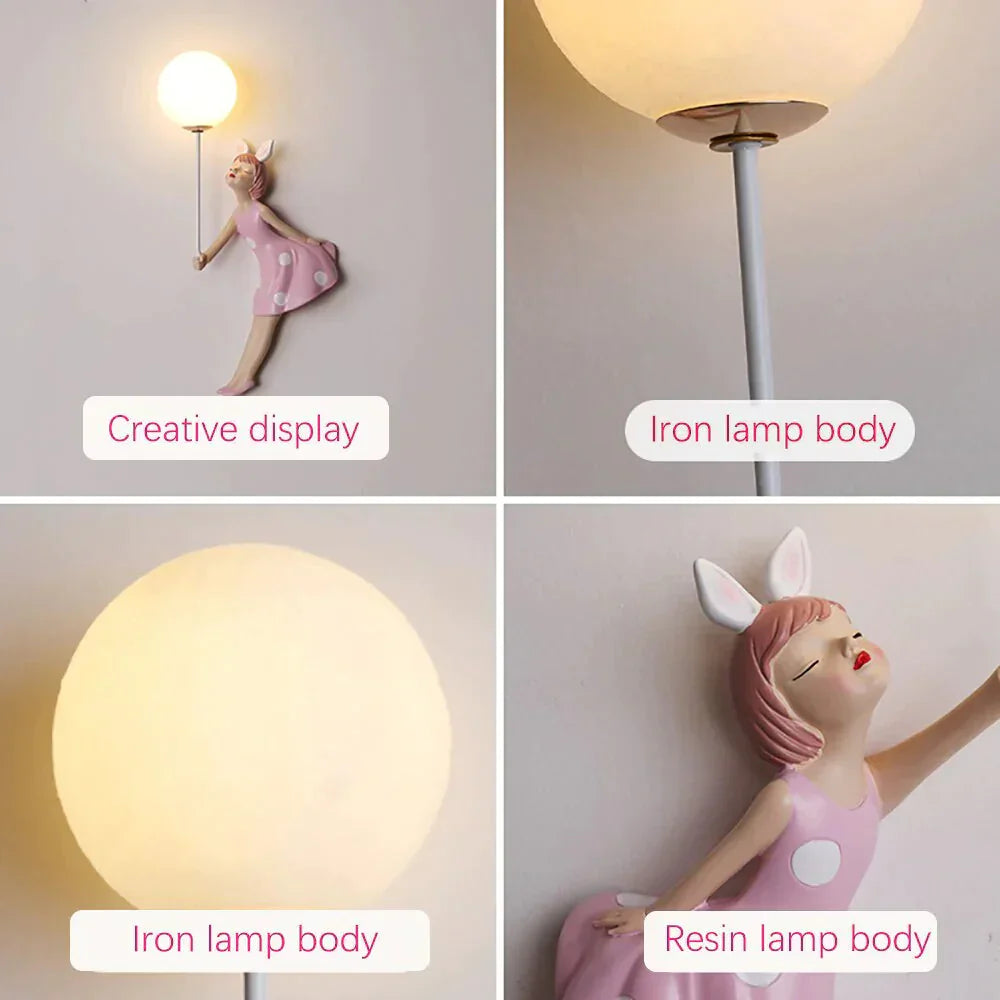 DecorBites™ Pink Girl Wall Lamp for Princess Room Girls Room