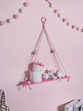 DecorBites™ Pink/Green Wooden Wall Shelf for Kids Room