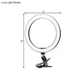 DecorBites™ Portable Black Circle Clip-on Vanity Light Mobile Phone Holder with LED Fill Lamp (6"/8" Dia)