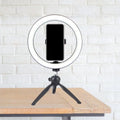 DecorBites™ Portable LED Circle Makeup Phone Holder with Adjustable Tripod Stand in Sleek Black