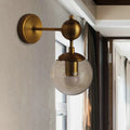 DecorBites™ Post Modern Amber Glass Globe Wall Sconce with Brass Mount - 1/2 Light