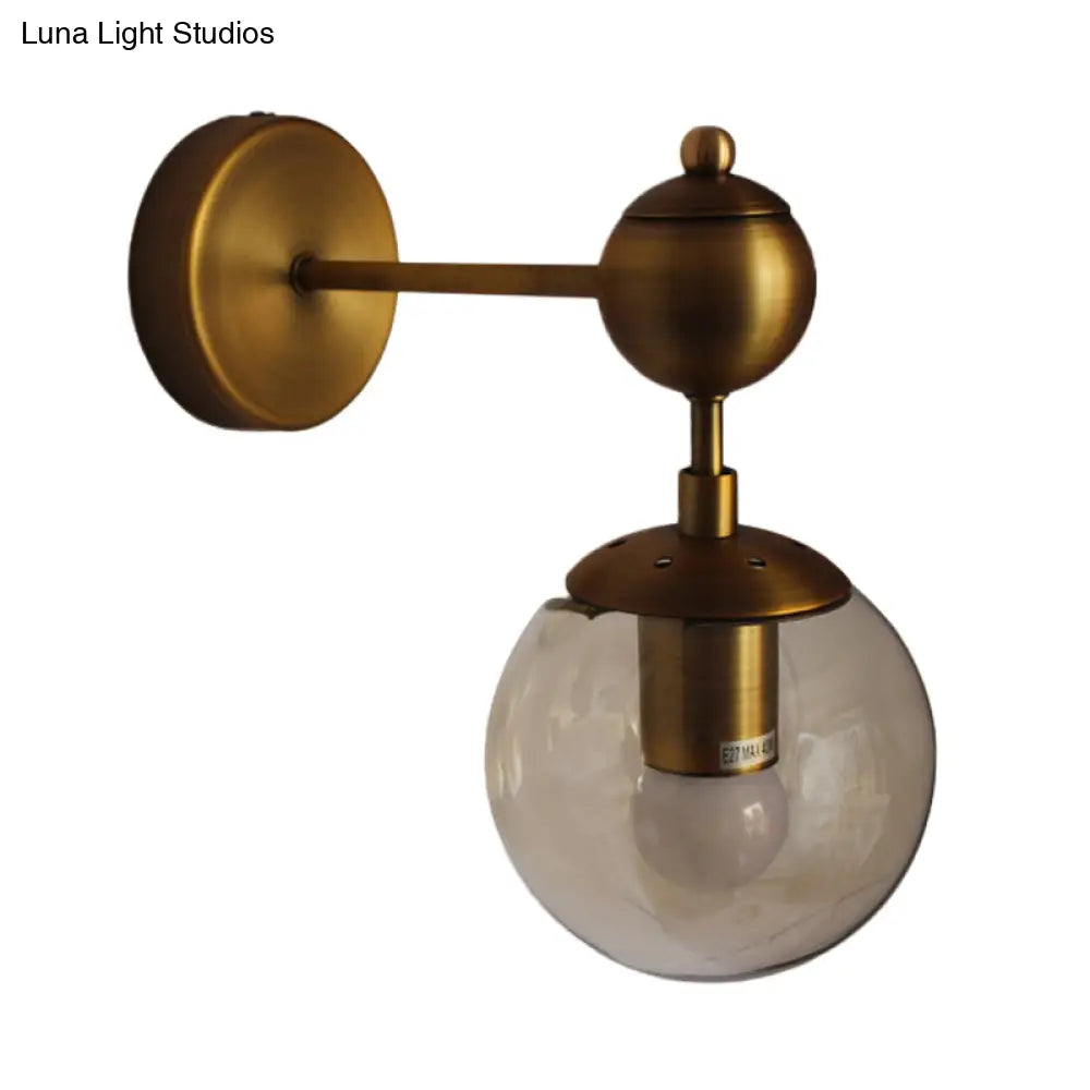DecorBites™ Post Modern Amber Glass Globe Wall Sconce with Brass Mount - 1/2 Light