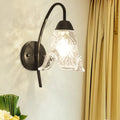 DecorBites™ Post-Modern Black Metal Wall Mount Light with Clear Crystal Shade - Trapezoid/Flower/Drum Design