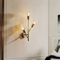 DecorBites™ Post-Modern Brass Wall Sconce with Clear Lattice Glass and 3 Branch Lights