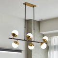 DecorBites™ Postmodern 6-Light Black Island Ceiling Light with Opal Glass Shades