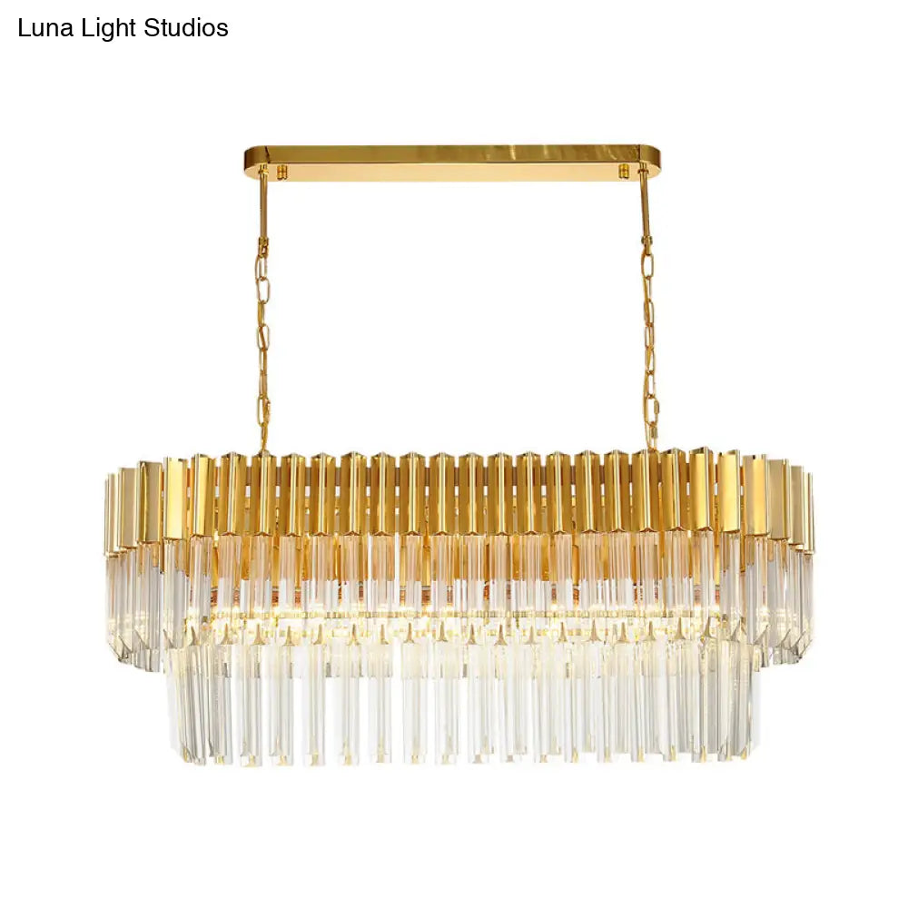 DecorBites™ Postmodern Brass Island Light Fixture - 8 Heads, Crystal Rod Hanging Design