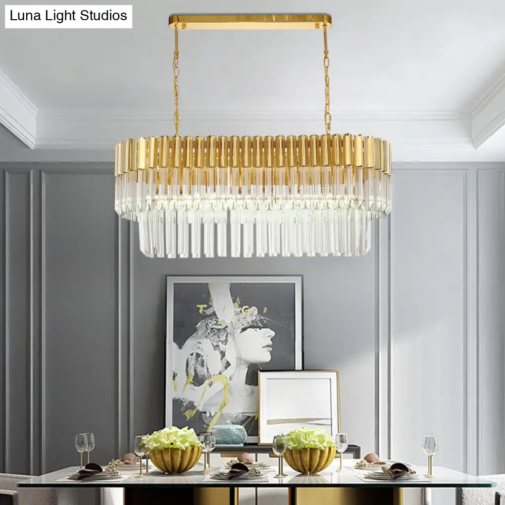 DecorBites™ Postmodern Brass Island Light Fixture - 8 Heads, Crystal Rod Hanging Design