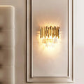 DecorBites™ Postmodern Brass Tiered Flush Wall Sconce with Crystal Lighting - Ideal for Bedroom