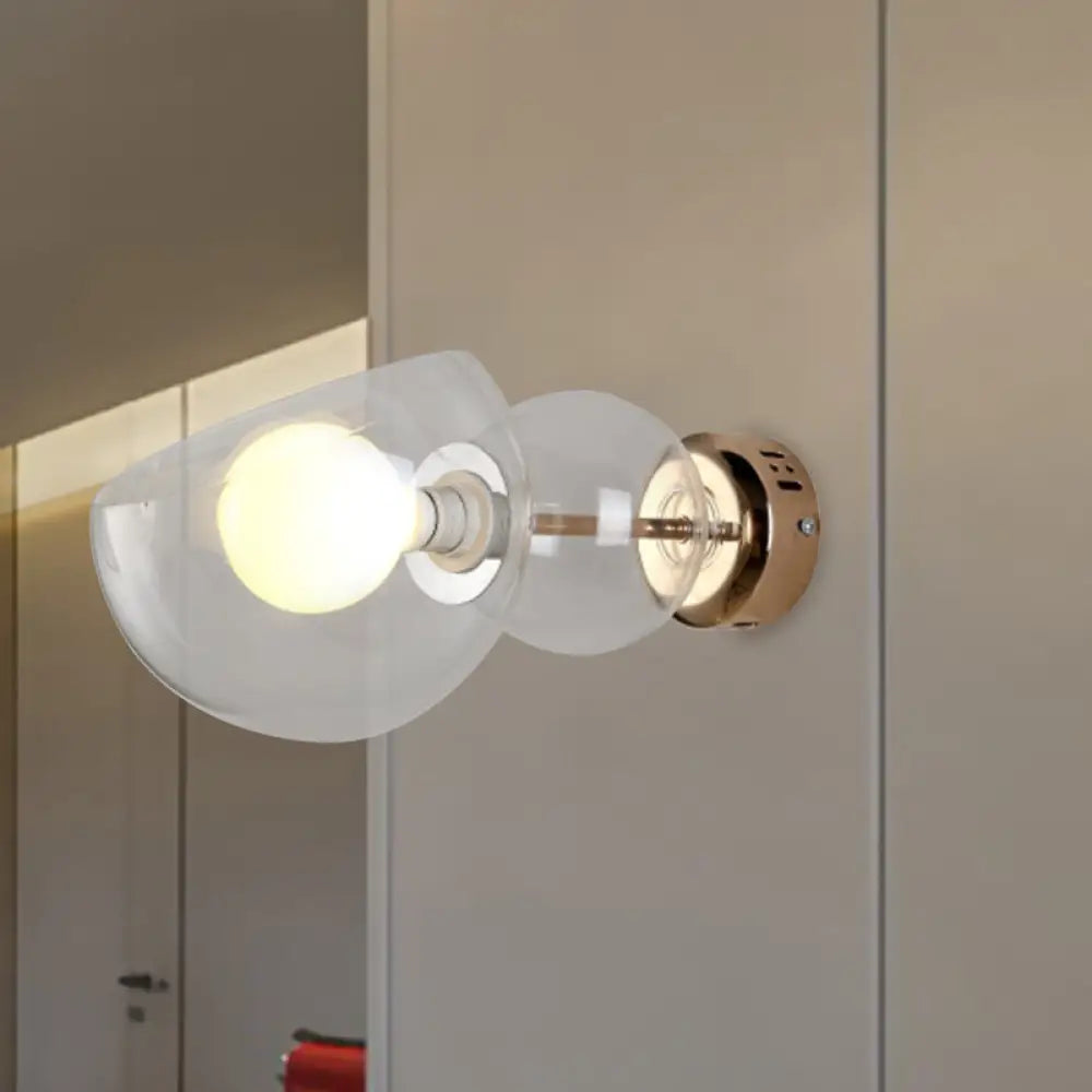 DecorBites™ Postmodern Brass Wall Sconce Light with Clear/Amber Glass Shade