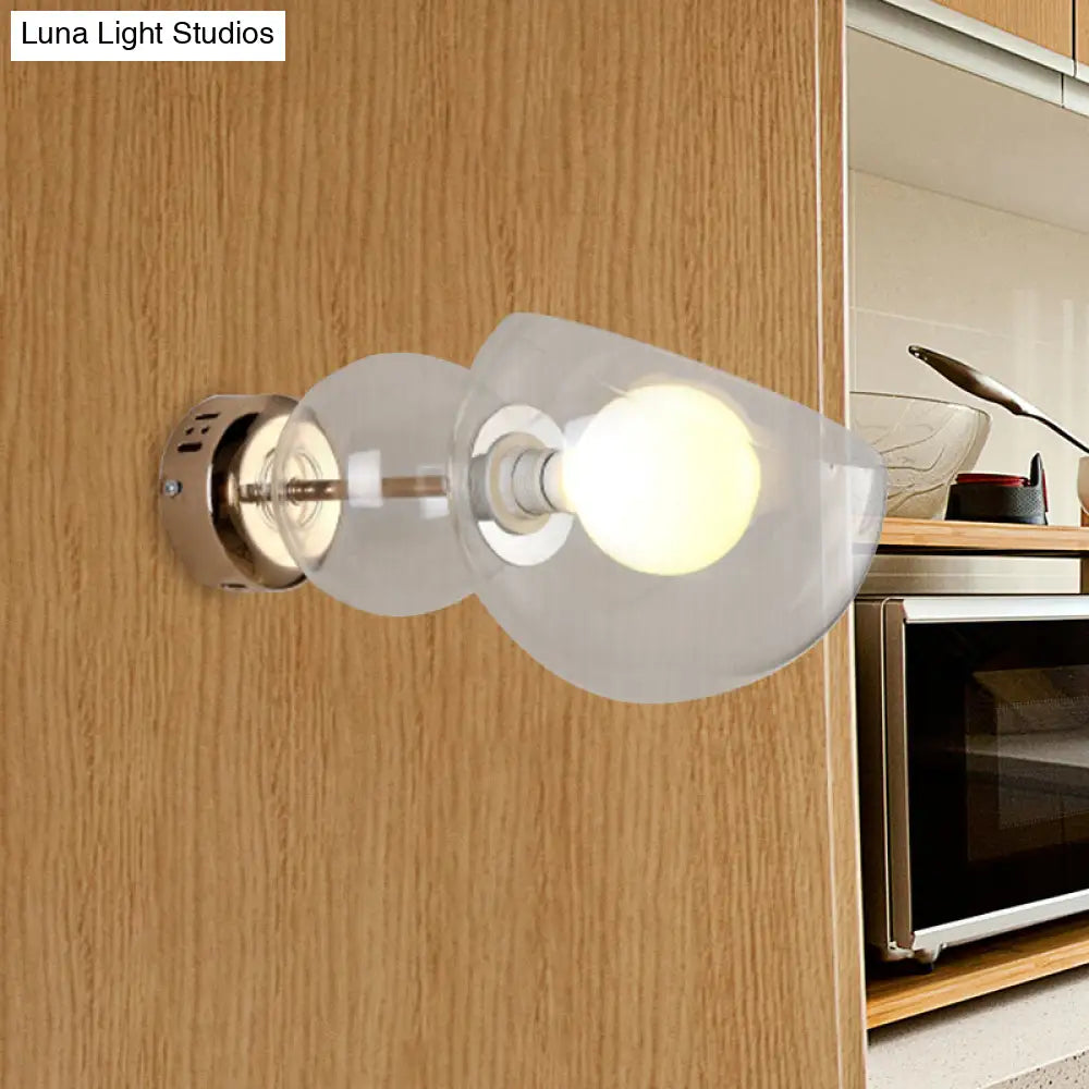 DecorBites™ Postmodern Brass Wall Sconce Light with Clear/Amber Glass Shade