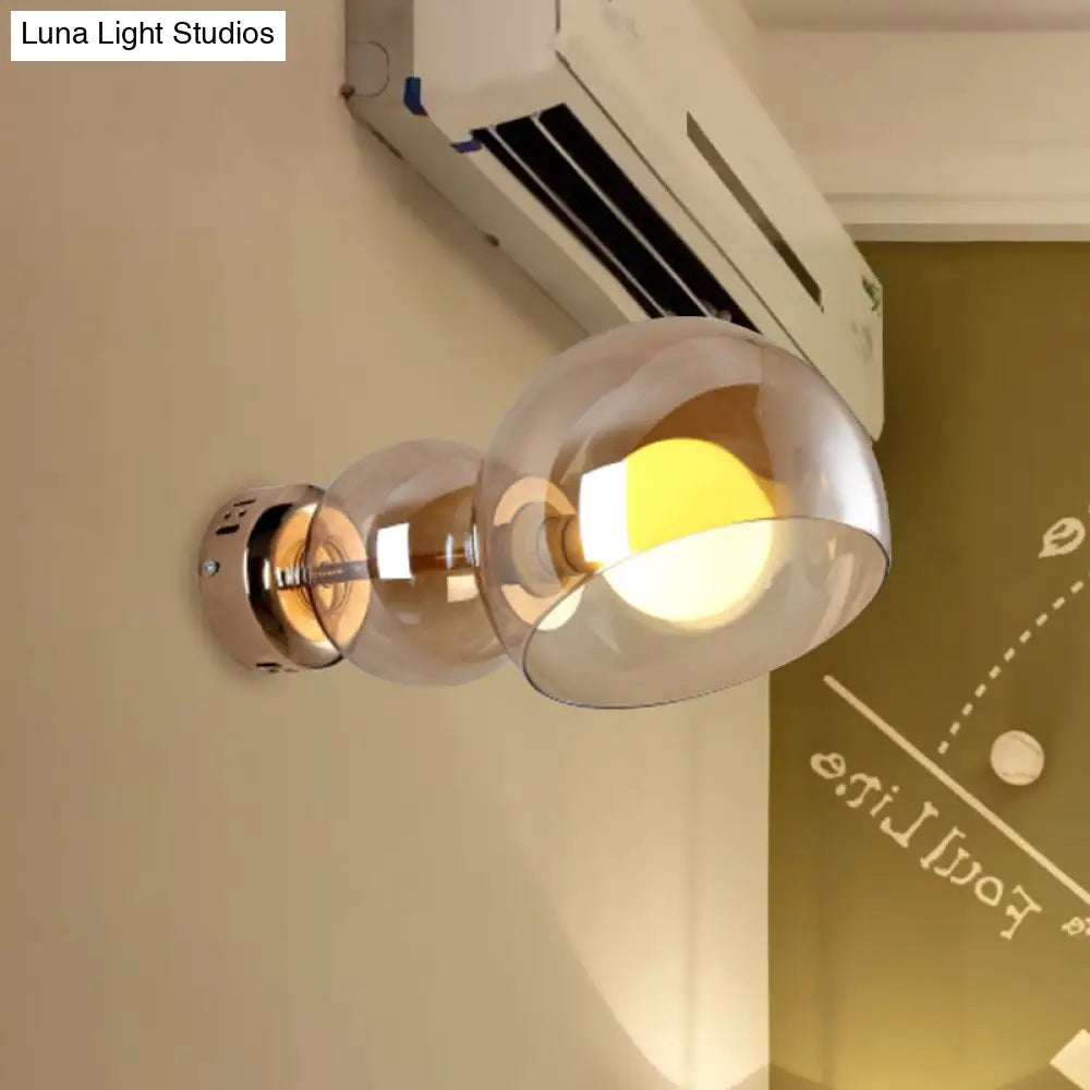 DecorBites™ Postmodern Brass Wall Sconce Light with Clear/Amber Glass Shade