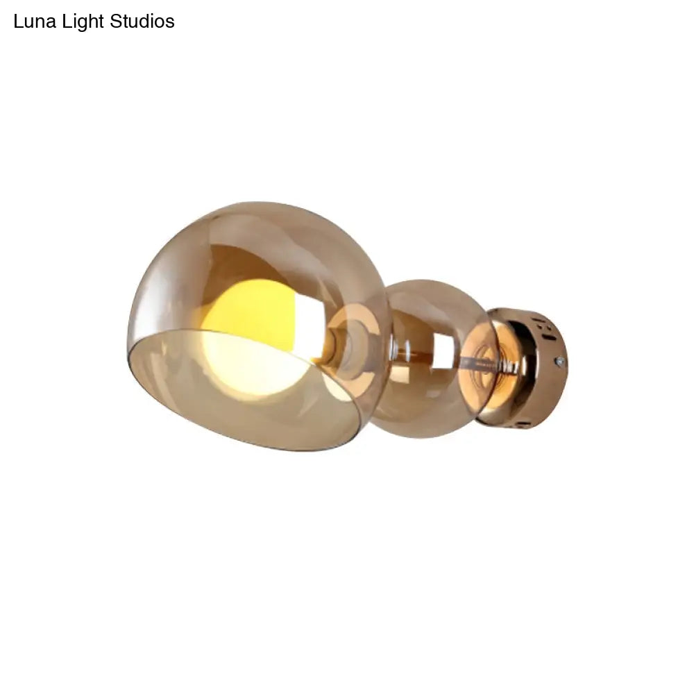 DecorBites™ Postmodern Brass Wall Sconce Light with Clear/Amber Glass Shade