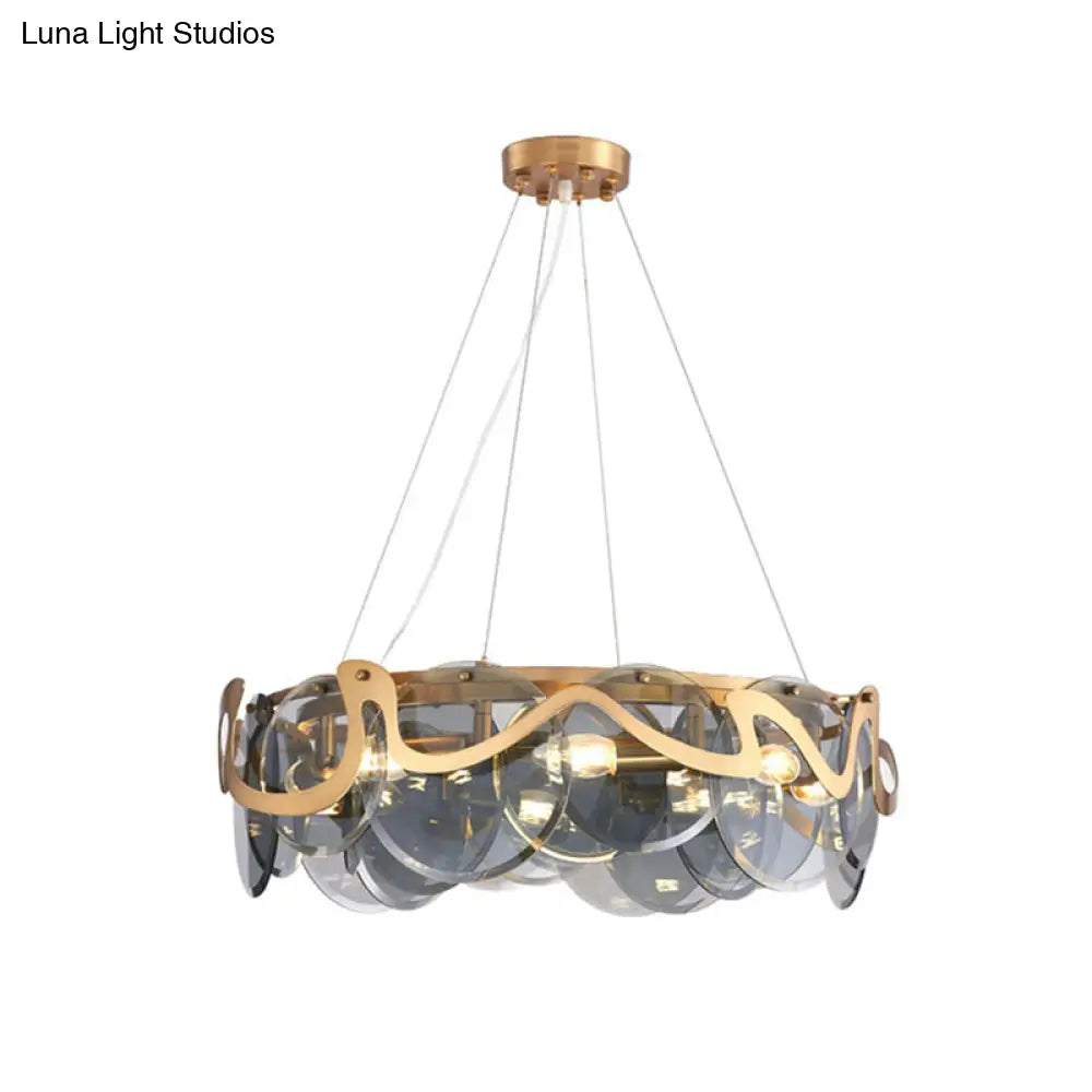 DecorBites™ Postmodern Circle Pendant Light: Glass Brass Restaurant Island Fixture