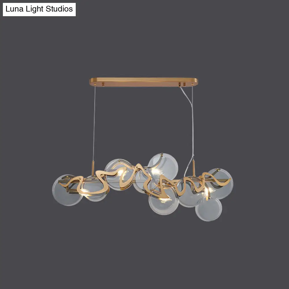 DecorBites™ Postmodern Circle Pendant Light: Glass Brass Restaurant Island Fixture