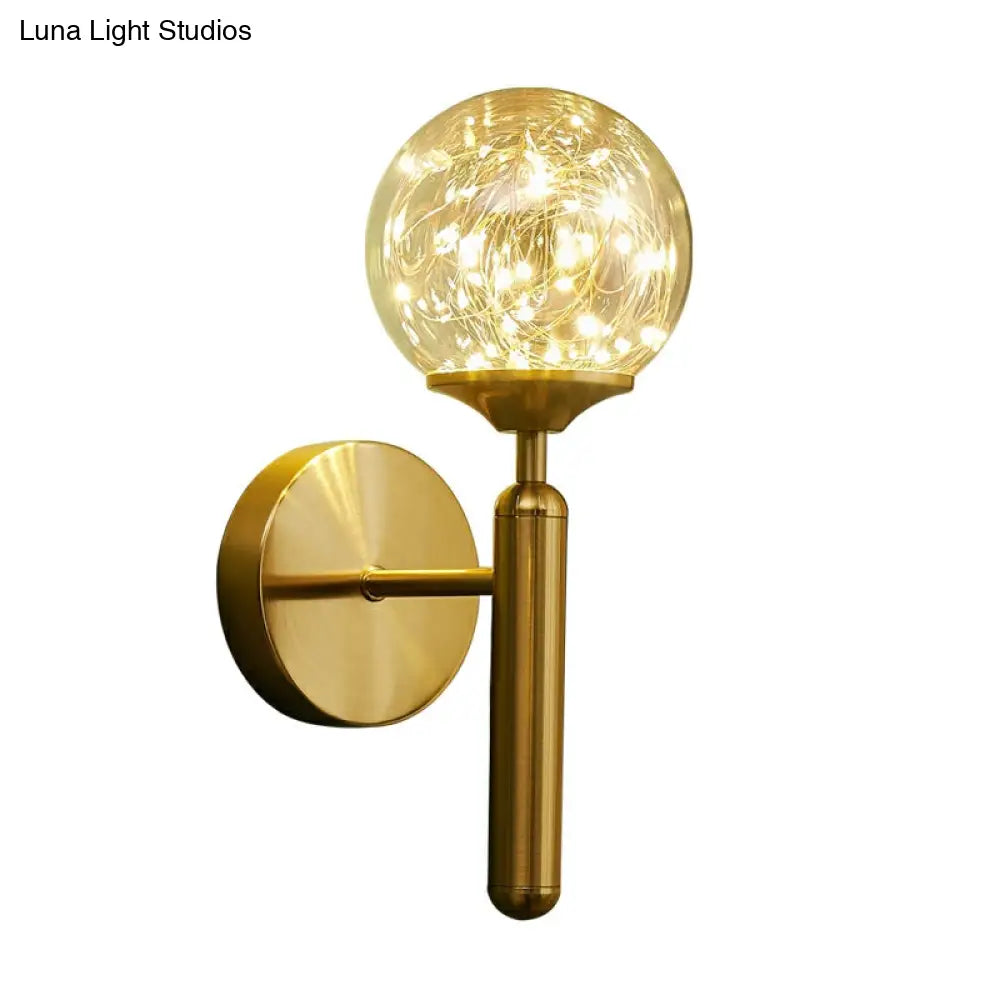 DecorBites™ Postmodern Clear Glass Gold Wall Sconce with LED Starry Light Bulbs in Ball Shape