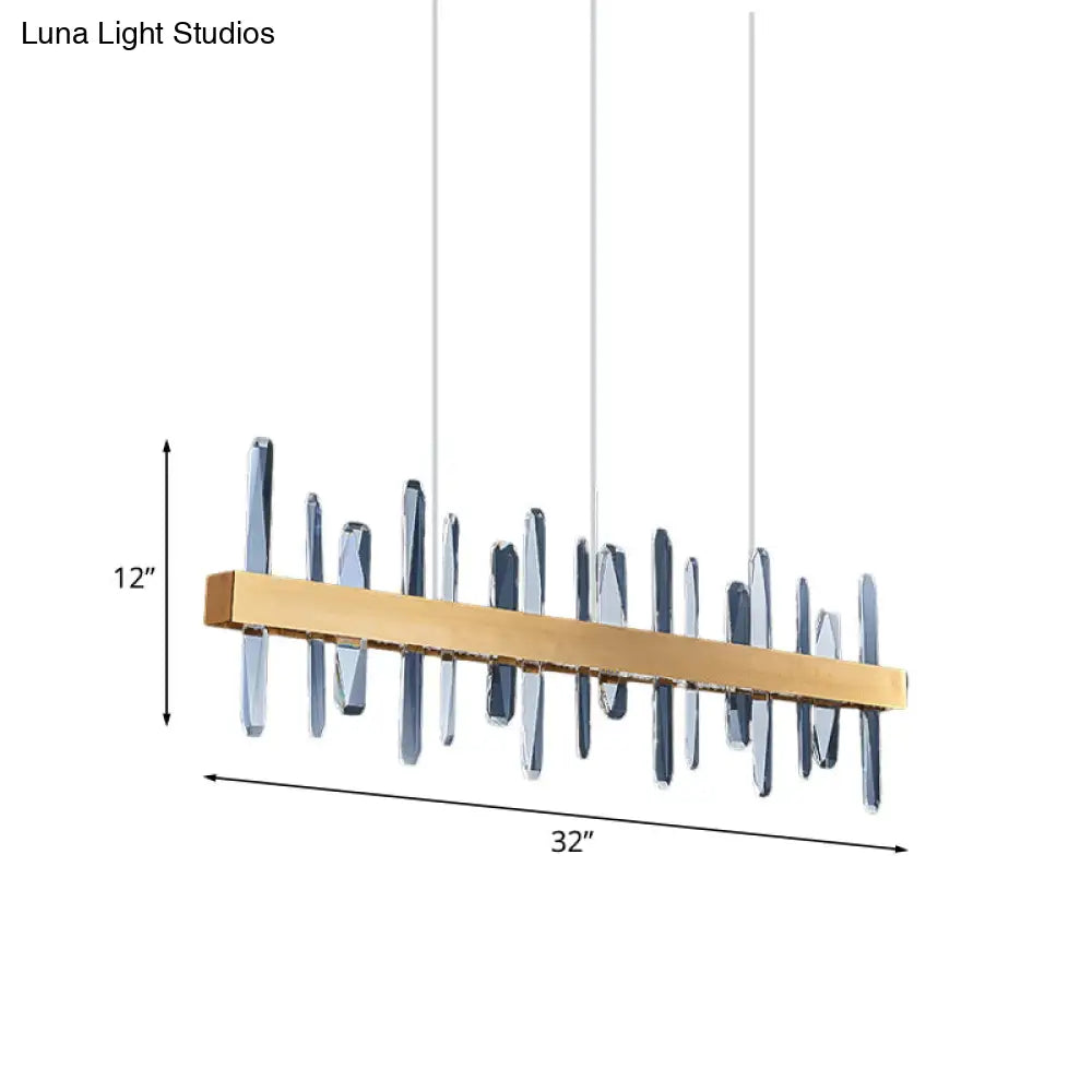 DecorBites™ Postmodern Crystal Rod LED Pendant Lamp - Gold Linear Hanging Island Light for Dining Table, 32"/39" Wide