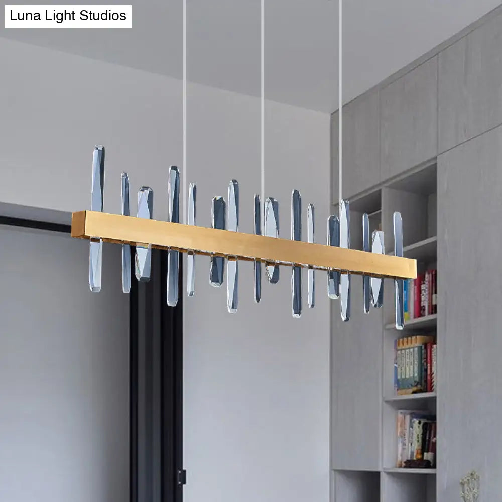 DecorBites™ Postmodern Crystal Rod LED Pendant Lamp - Gold Linear Hanging Island Light for Dining Table, 32"/39" Wide