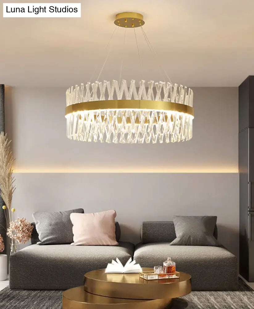 DecorBites™ Postmodern Geometric K9 Crystal Pendant Light in Gold for Bedroom or Island with LED