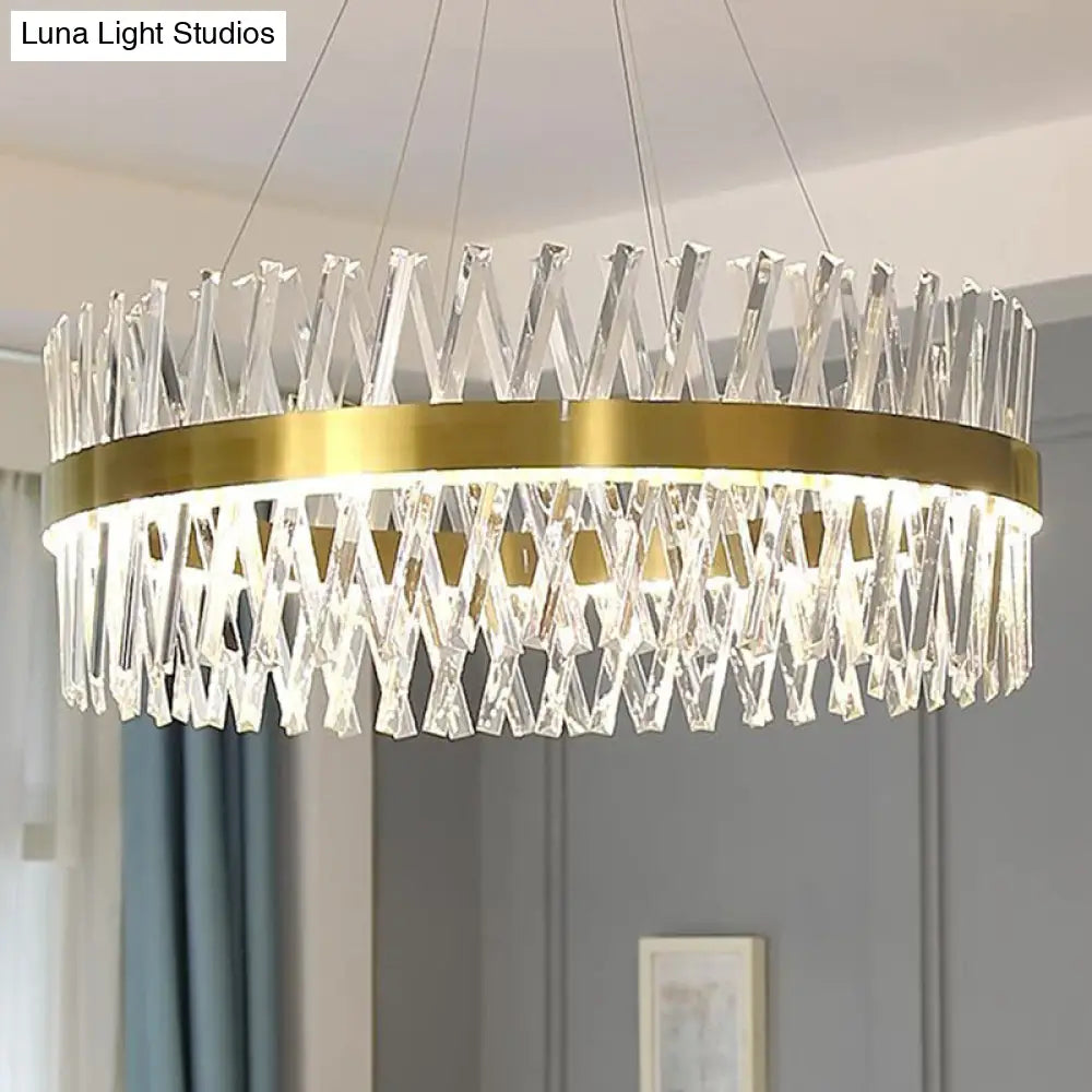 DecorBites™ Postmodern Geometric K9 Crystal Pendant Light in Gold for Bedroom or Island with LED