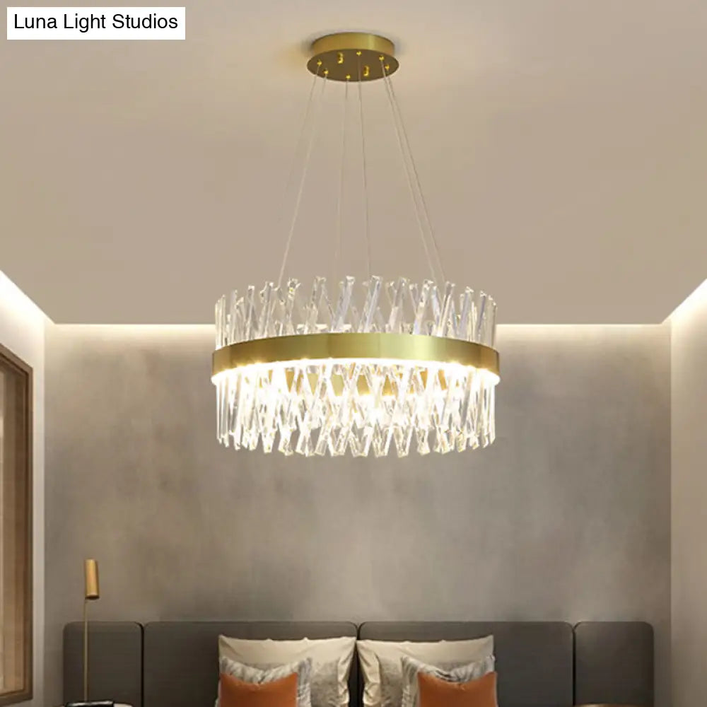DecorBites™ Postmodern Geometric K9 Crystal Pendant Light in Gold for Bedroom or Island with LED