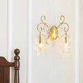 DecorBites™ Postmodern Gold Curve Arm Sconce Light Fixture with Crystal Drip - 2 Light Wall-Mount