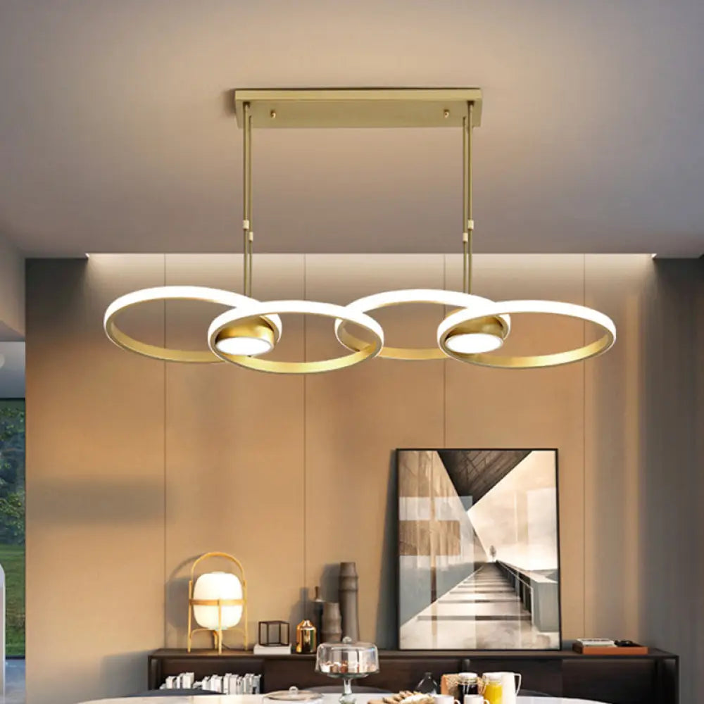 DecorBites™ Postmodern Gold Ring Island Pendant Light Fixture, Metal LED Kit with Warm/White Light