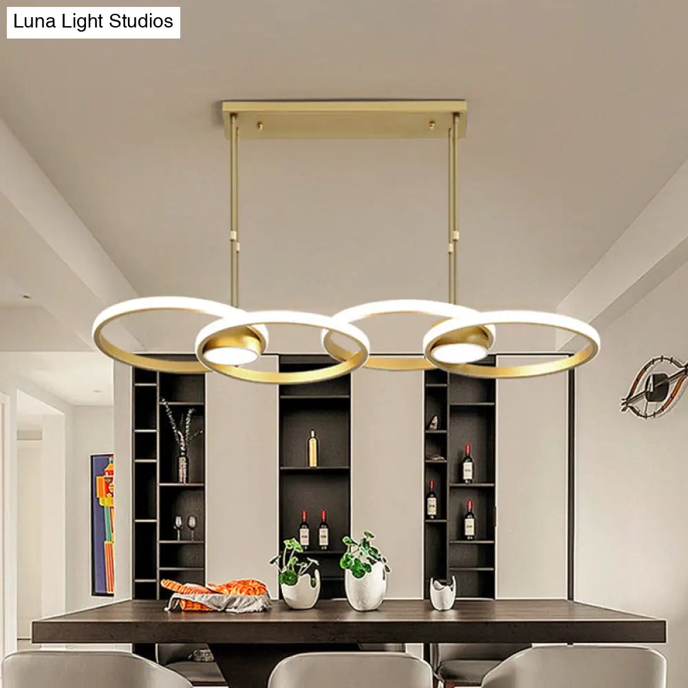 DecorBites™ Postmodern Gold Ring Island Pendant Light Fixture, Metal LED Kit with Warm/White Light