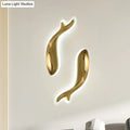 DecorBites™ Postmodern LED Brass Fish Flush Wall Sconce, 10"/12" Wide