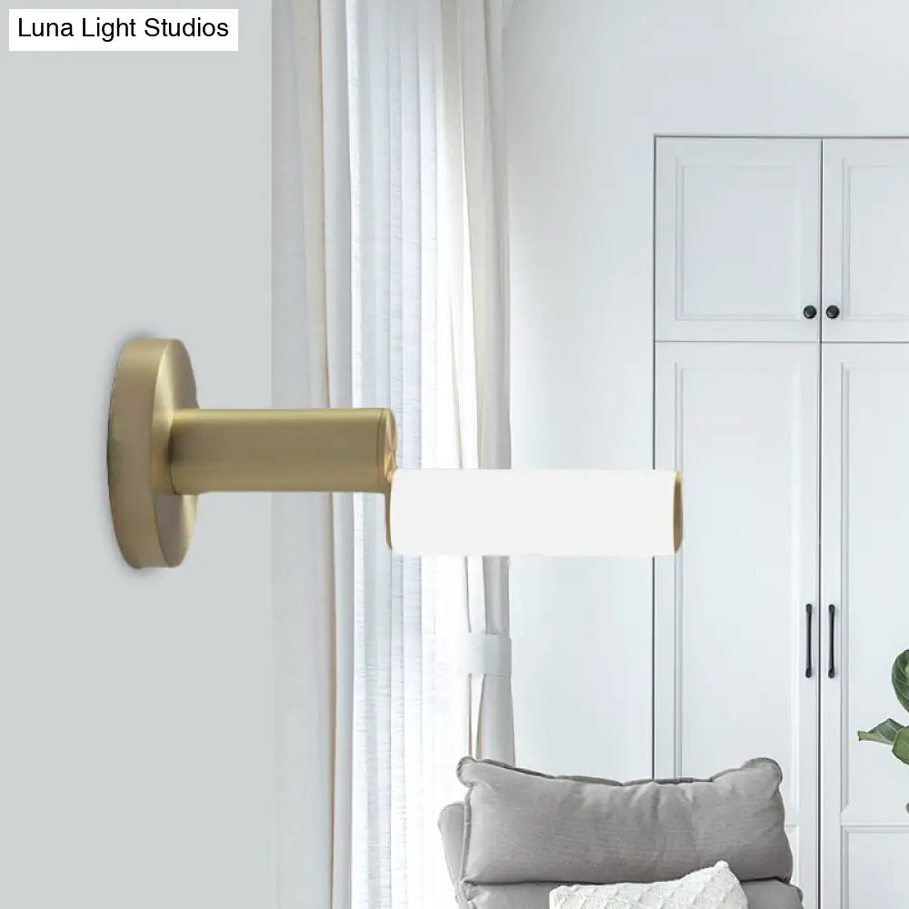 DecorBites™ Postmodern LED Wall Sconce Light with Gold Metal Frame and Pipe Acrylic Shade for Bedroom