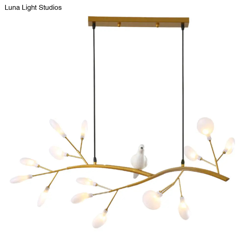 DecorBites™ Postmodern Metal Island Light with Bird and 15-Head Hanging Lamp for Restaurants