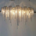 DecorBites™ Postmodern Silver Lobby Chandelier: Arch Aluminum Chain, 12-Bulb Suspension Light