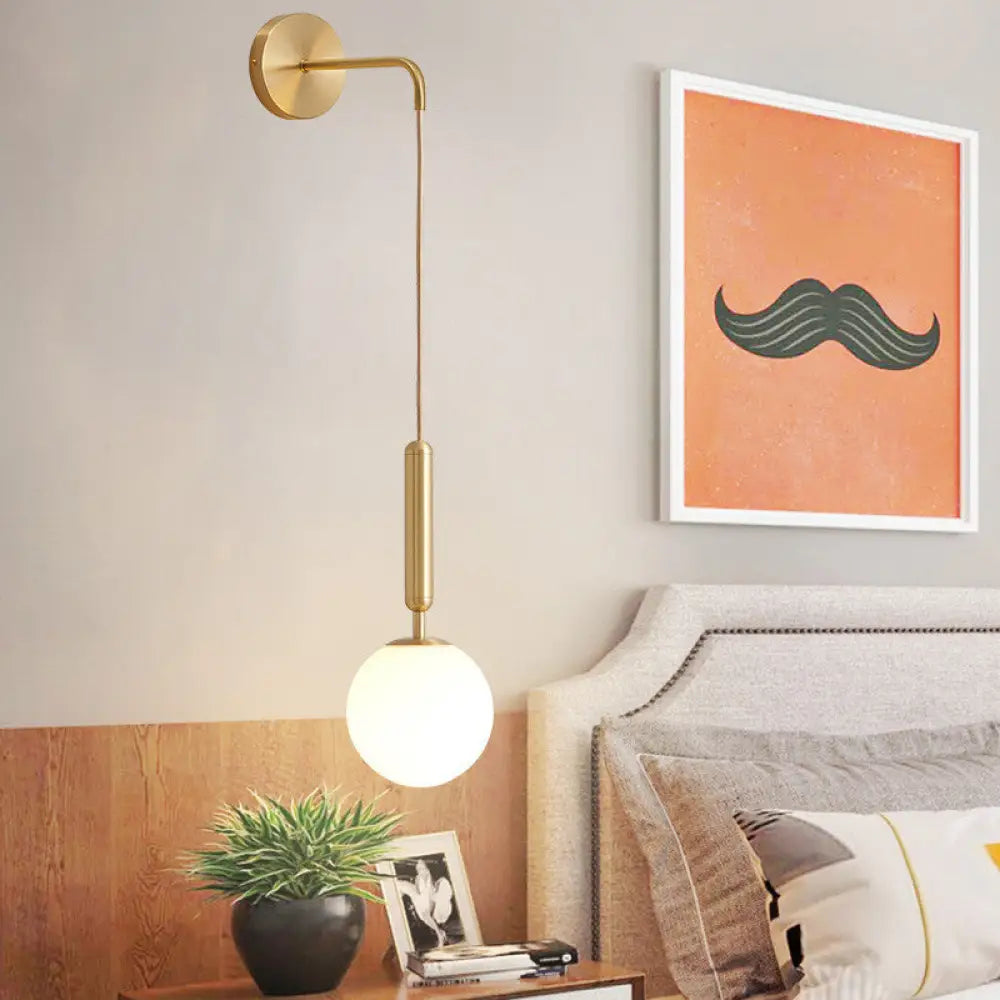 DecorBites™ Postmodern Spherical Wall Mounted Lamp in Black/Gold with Clear Water/White Glass - Perfect Bedside Light