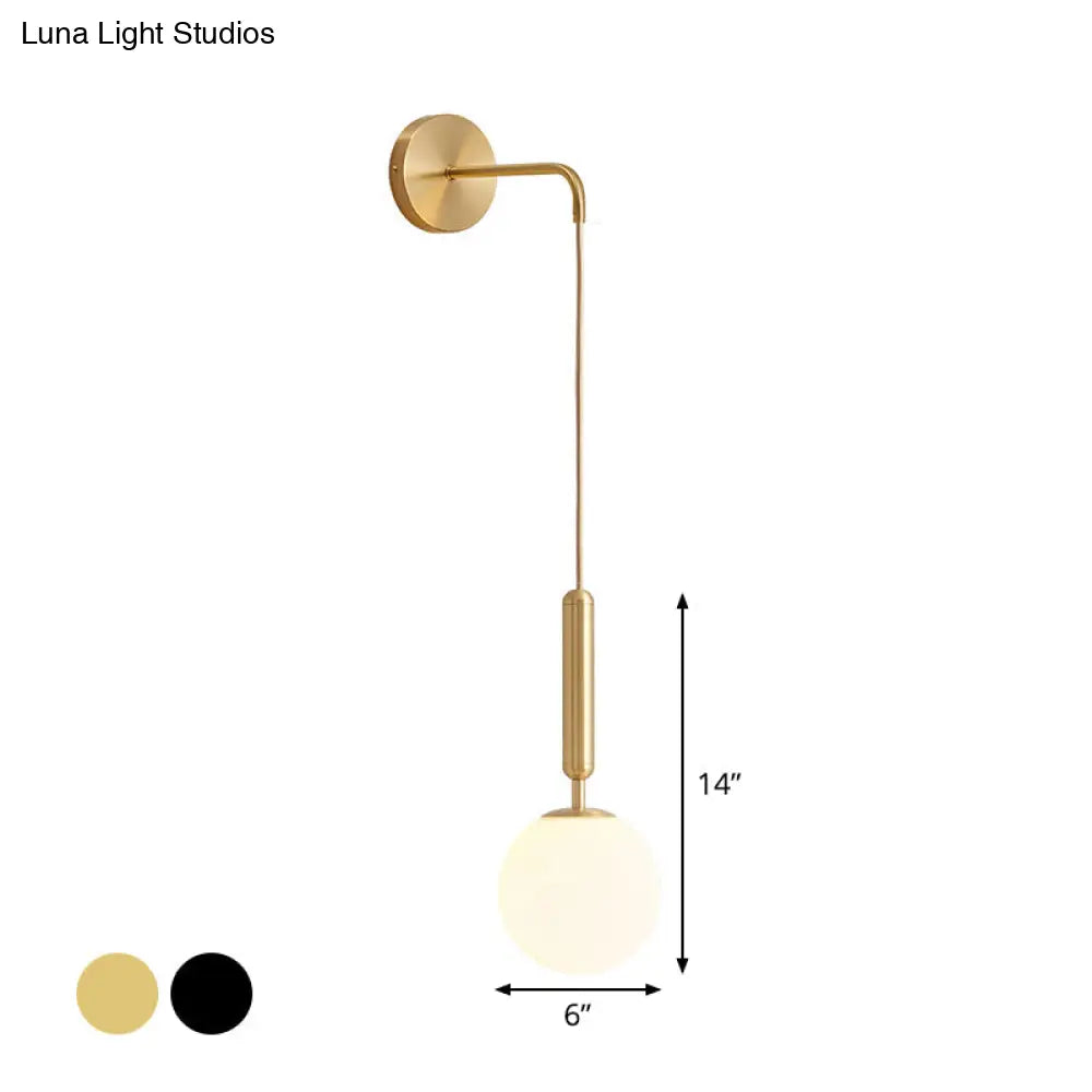 DecorBites™ Postmodern Spherical Wall Mounted Lamp in Black/Gold with Clear Water/White Glass - Perfect Bedside Light