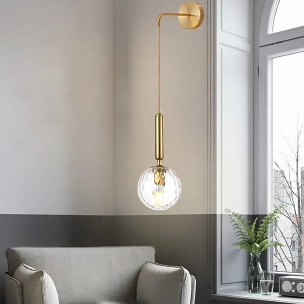 DecorBites™ Postmodern Spherical Wall Mounted Lamp in Black/Gold with Clear Water/White Glass - Perfect Bedside Light