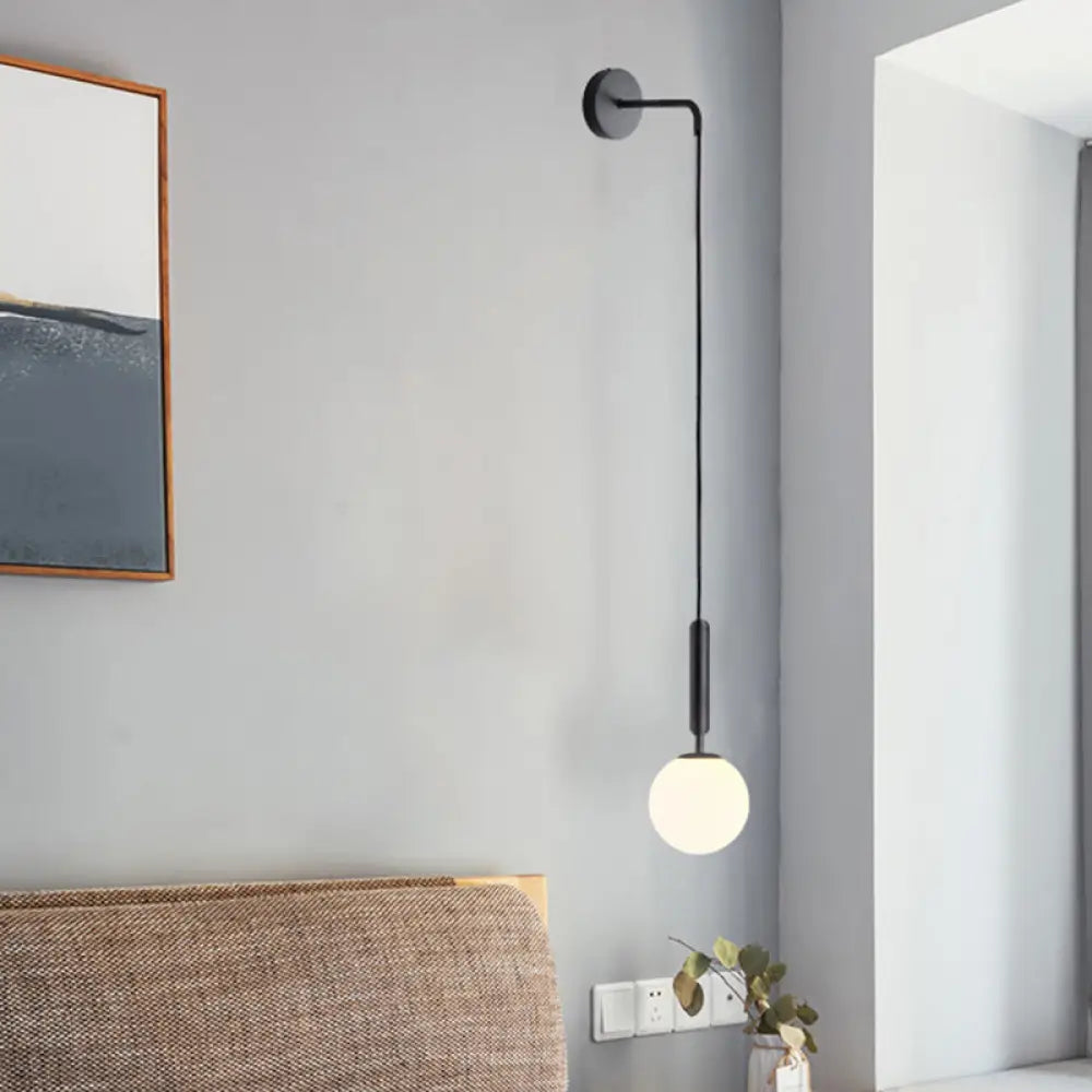 DecorBites™ Postmodern Spherical Wall Mounted Lamp in Black/Gold with Clear Water/White Glass - Perfect Bedside Light