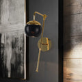 DecorBites™ Postmodern Swing Arm Wall Sconce Light with Clear Glass Shade in Black/Gold