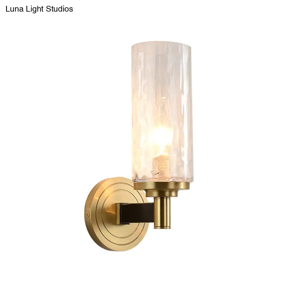 DecorBites™ Postmodern Water Glass/Cut Crystal 1-Bulb Gold Wall Sconce Lamp - Cylinder/Ball Shape for Living Room