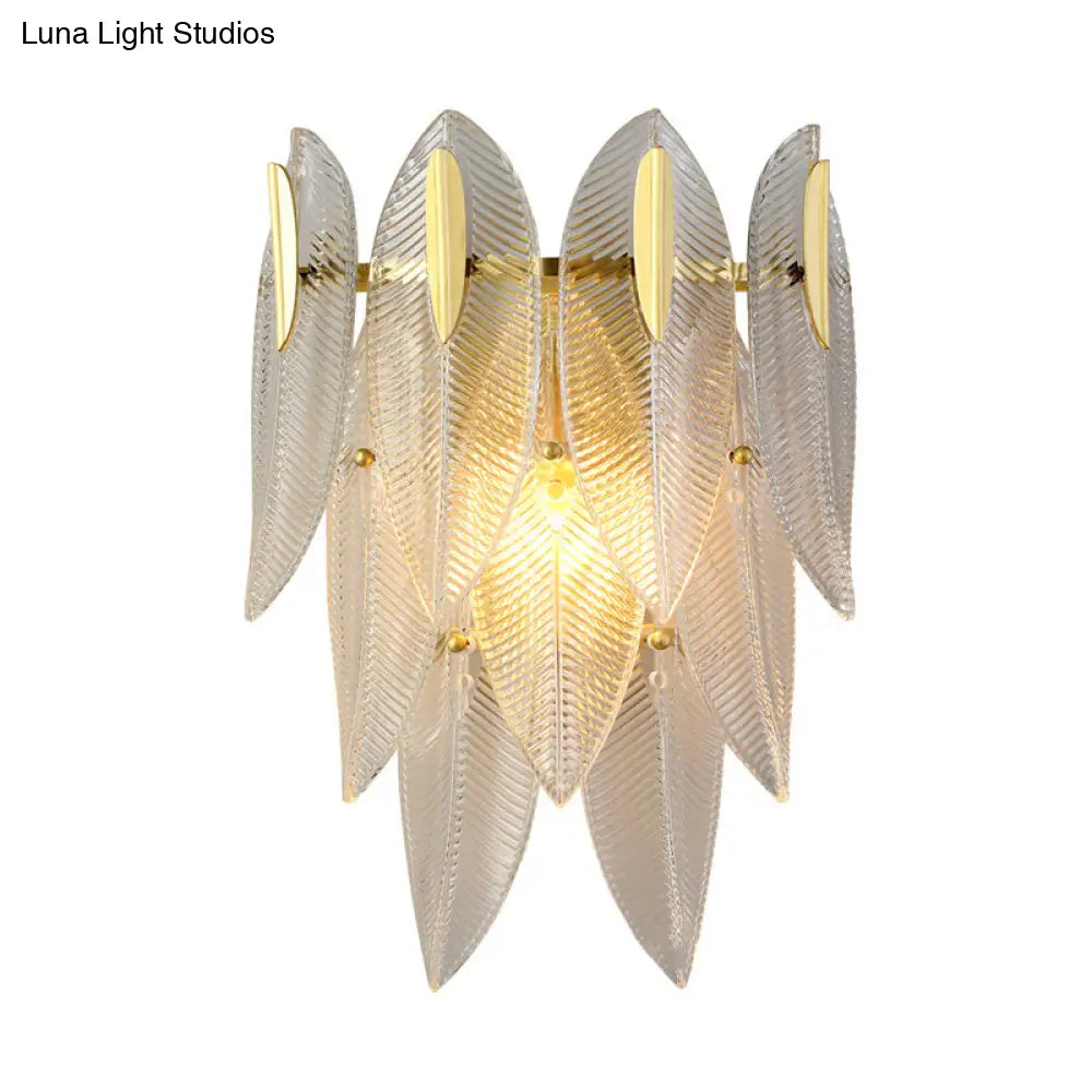 DecorBites™ Prismatic Crystal Leaf Wall Sconce - Minimalist Gold Light Fixture (2 Lights)
