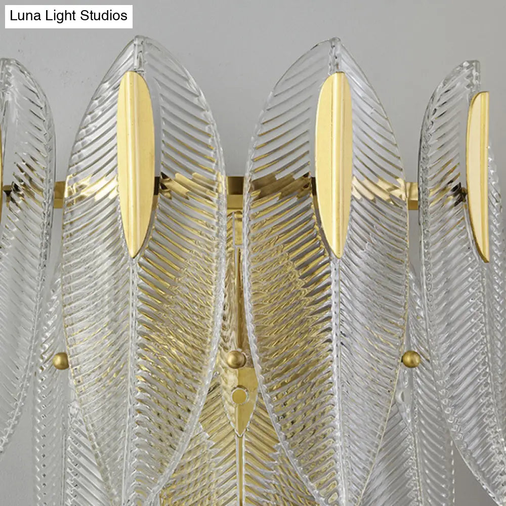 DecorBites™ Prismatic Crystal Leaf Wall Sconce - Minimalist Gold Light Fixture (2 Lights)