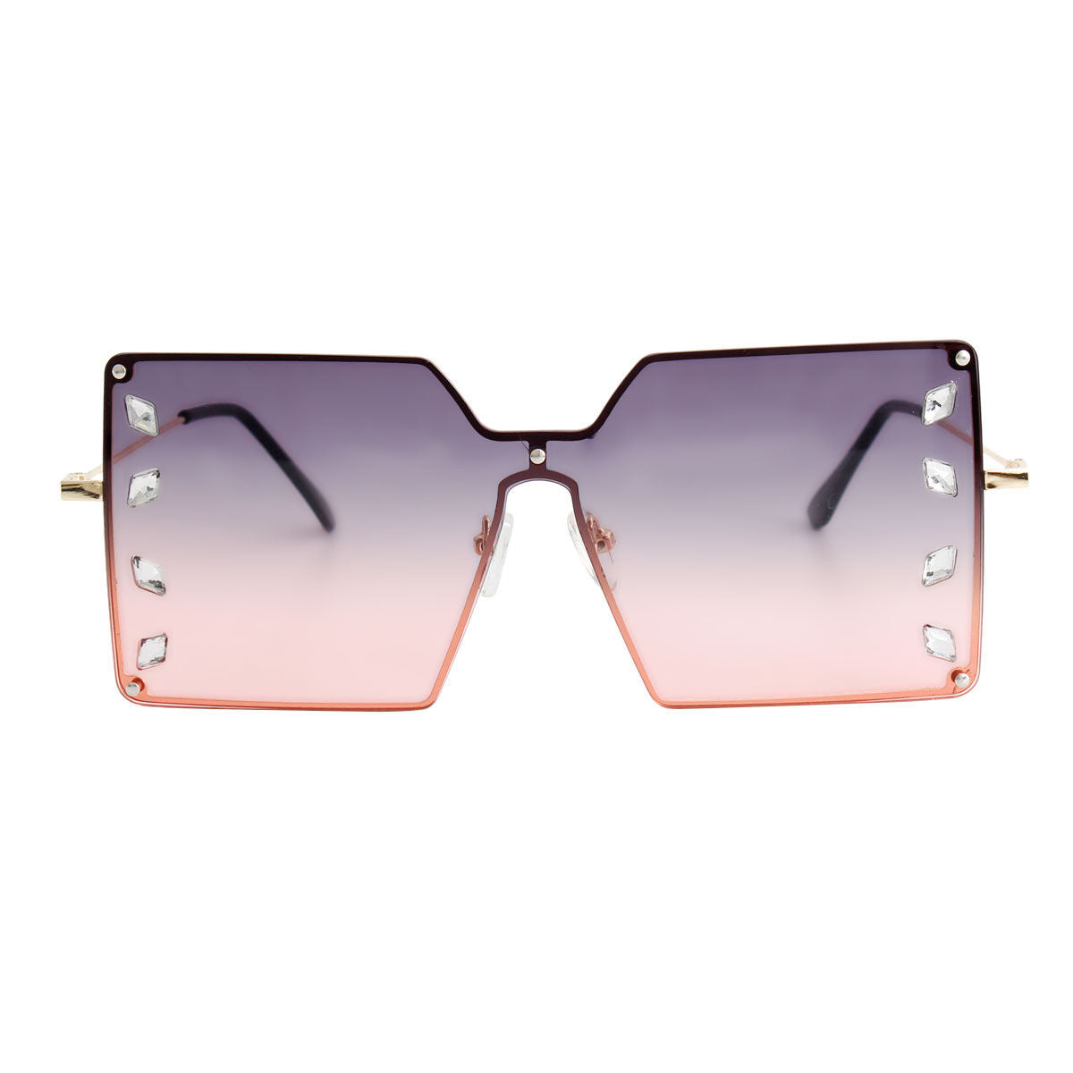 Square Purple Stone Sunglasses – Trendy Stylish Fashion Accessory