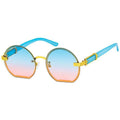 Round Blue Flat Sunglasses Stylish Casual Accessories