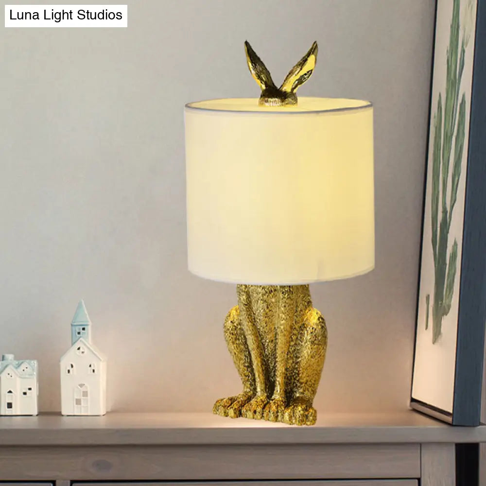 DecorBites™ Rabbit Nightstand Lamp - Decorative Resin Bedside Table Light with Fabric Shade