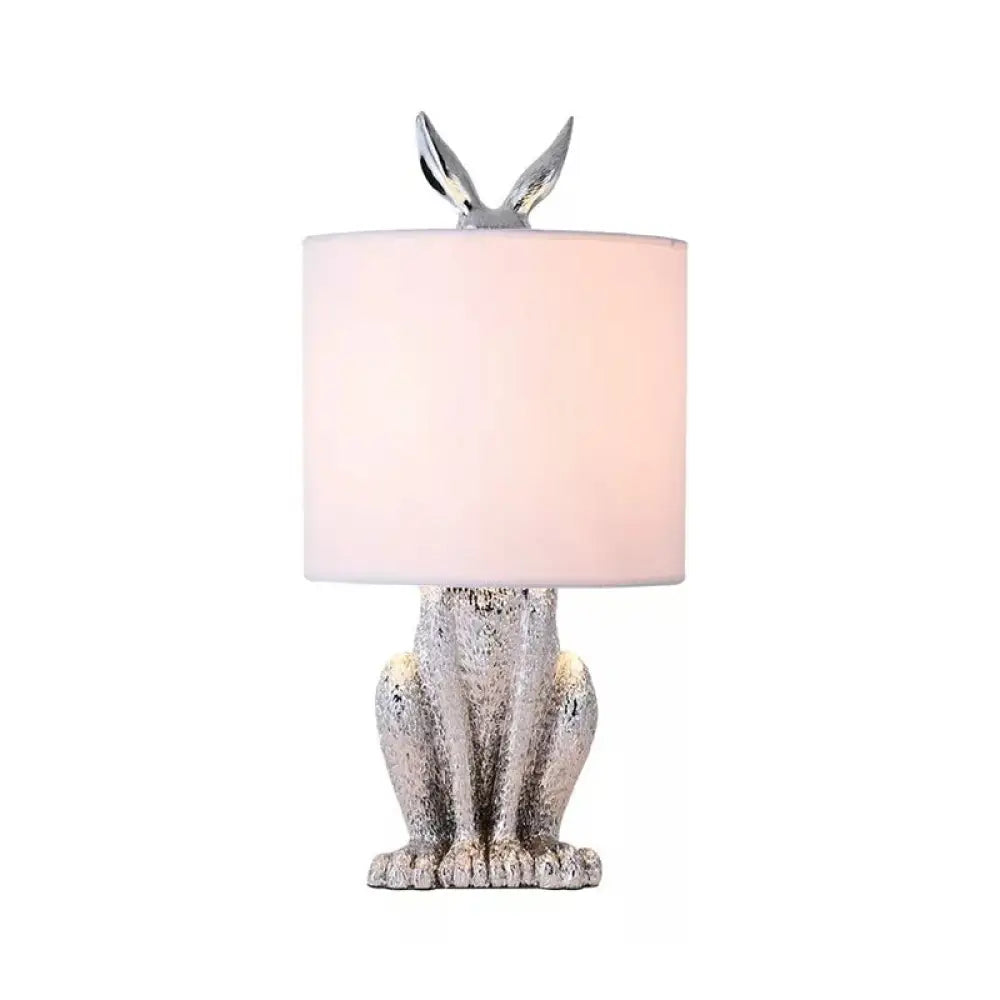DecorBites™ Rabbit Nightstand Lamp - Decorative Resin Bedside Table Light with Fabric Shade