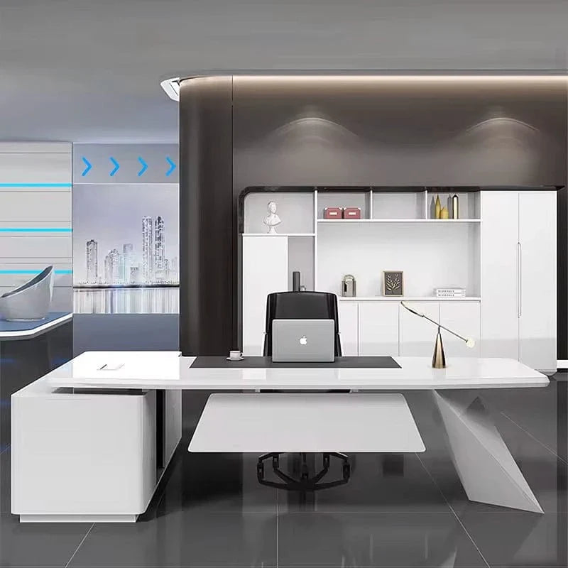 Turing · White L-Shaped Executive Desk