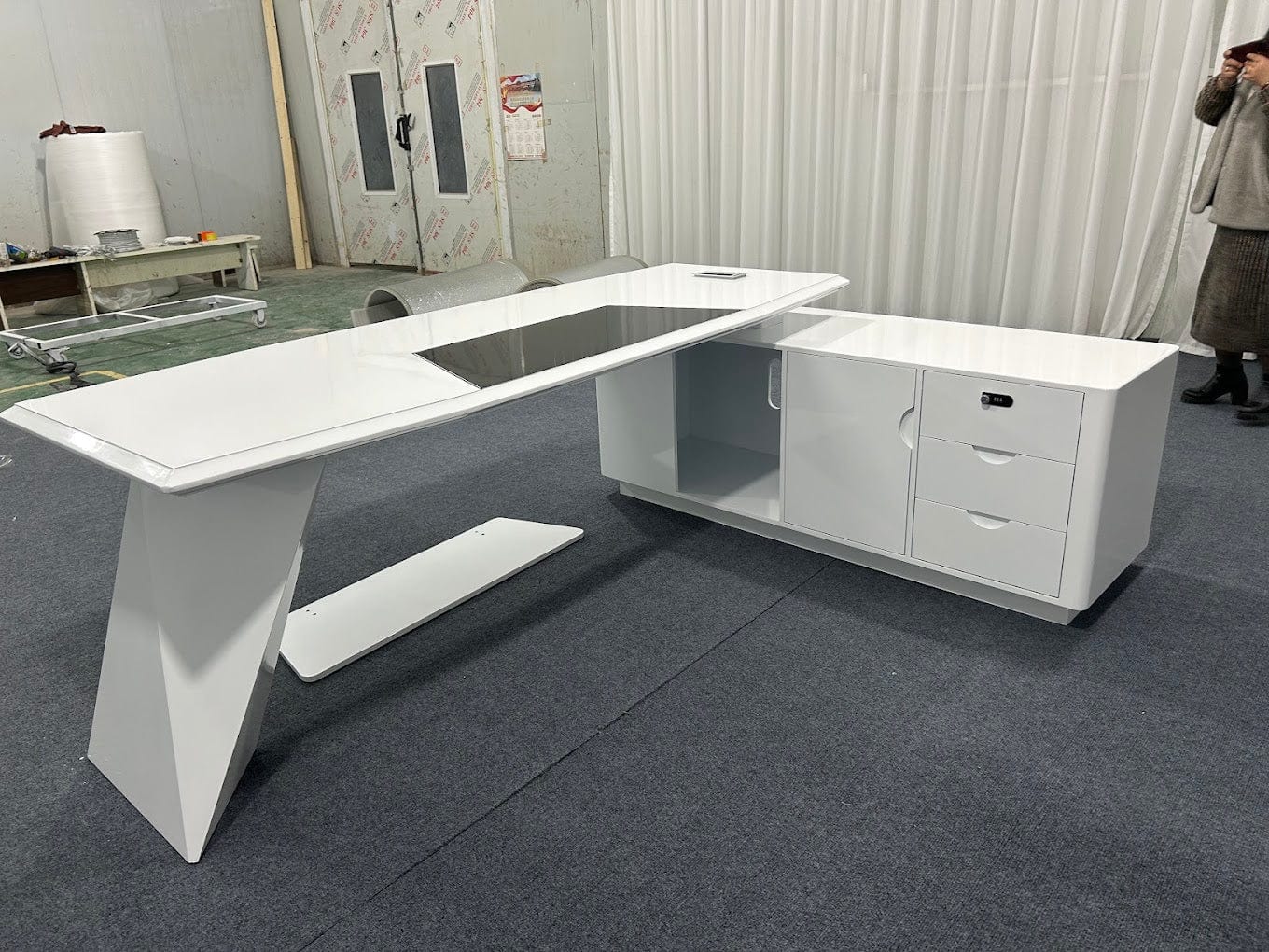 Turing · White L-Shaped Executive Desk